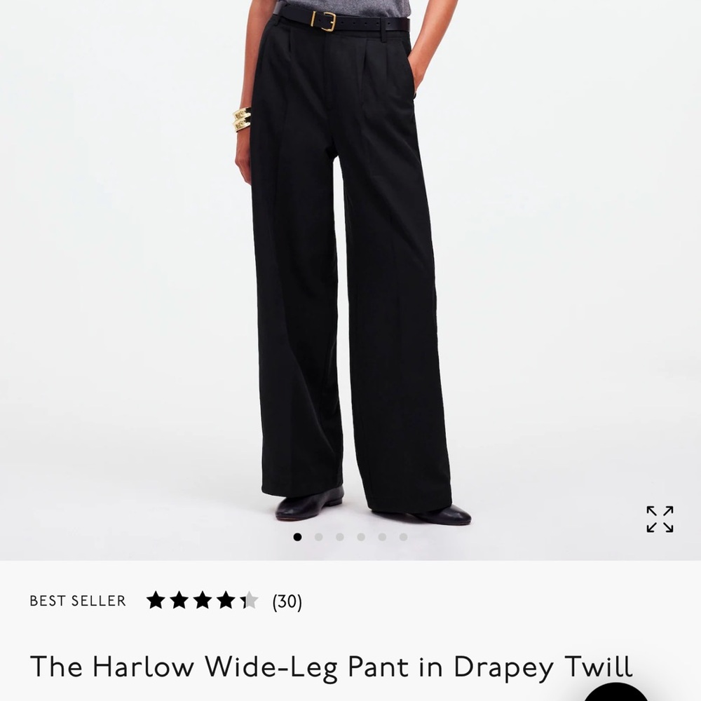 Madewell Harlow Wide Leg Pant in Drapey Twill